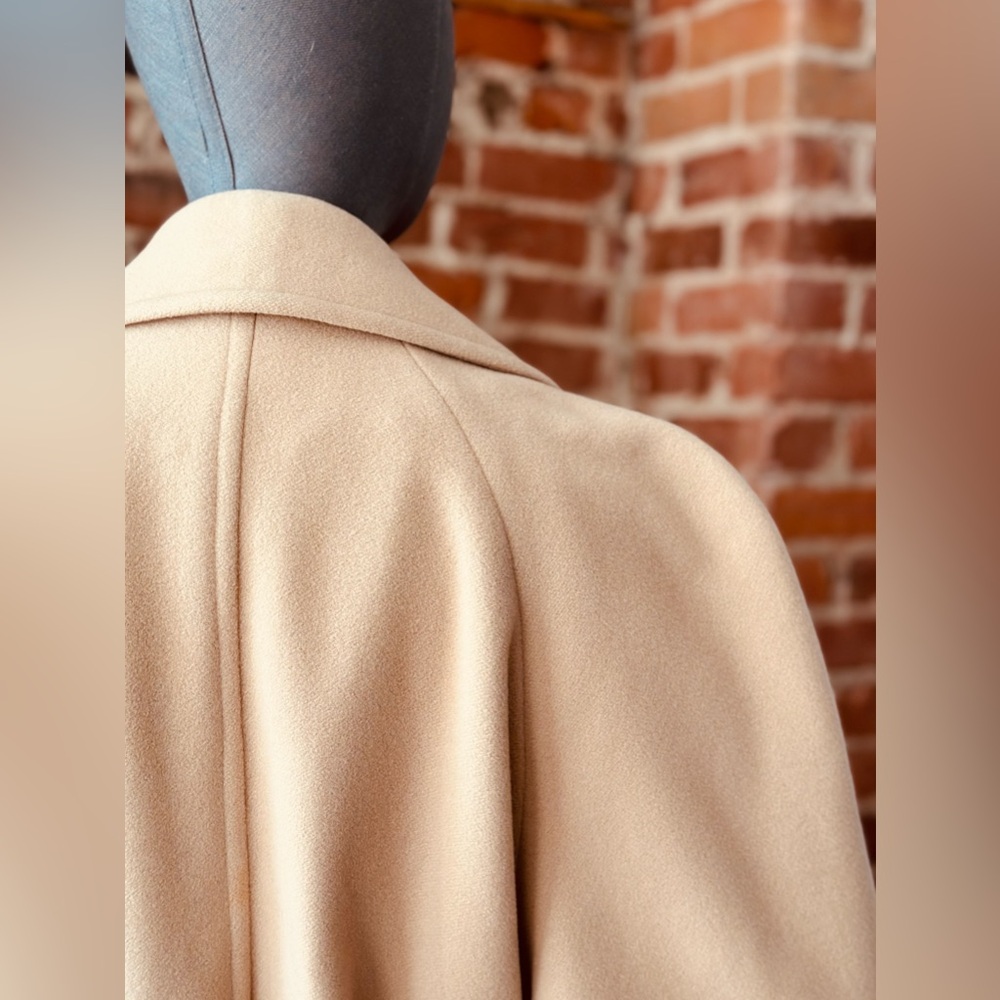 Vintage Camel Classic Lambswool Midi Coat | Belted Wrap Style - Picture 9 of 17